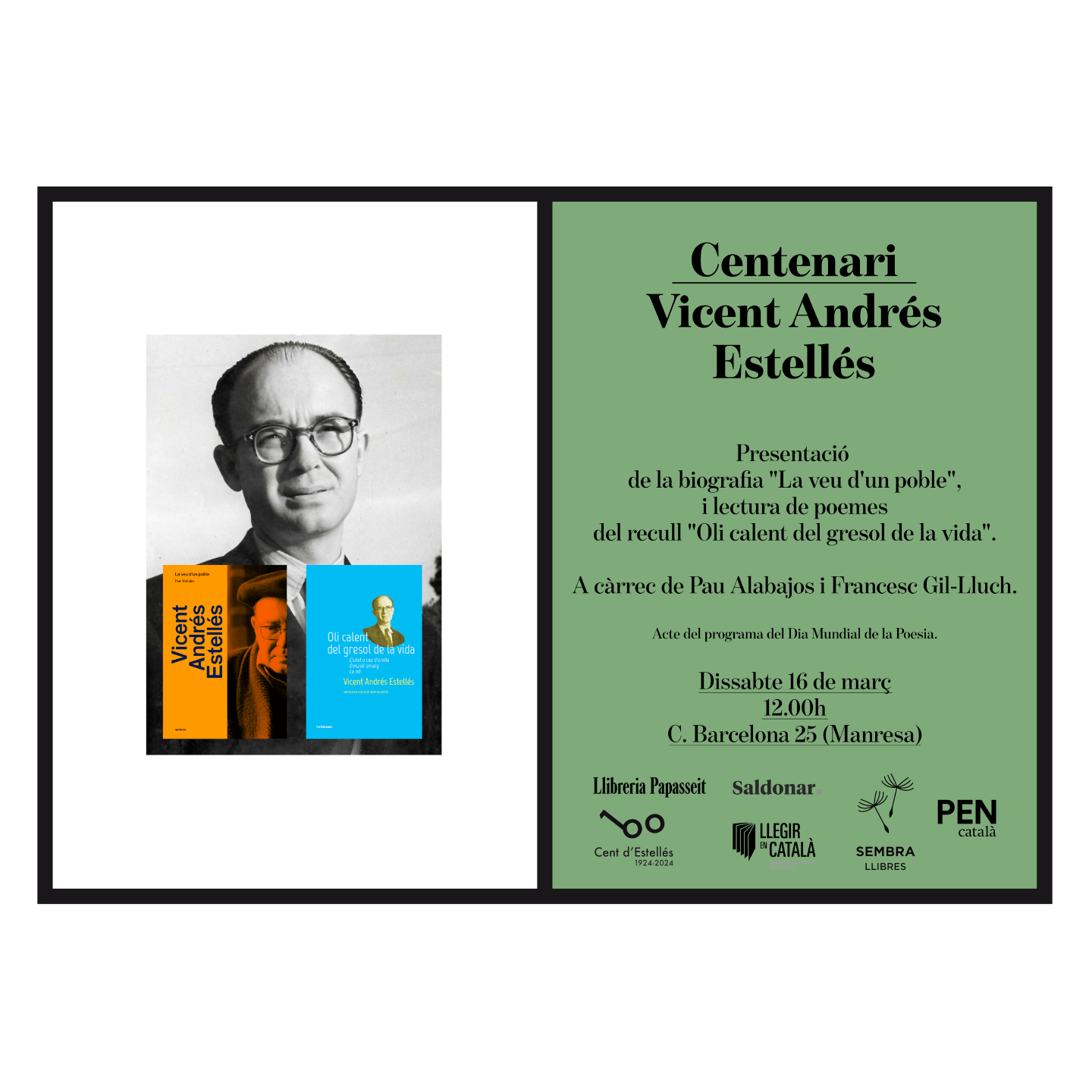 Presentacióde la biografia "La veu d'un poble" a Manresa