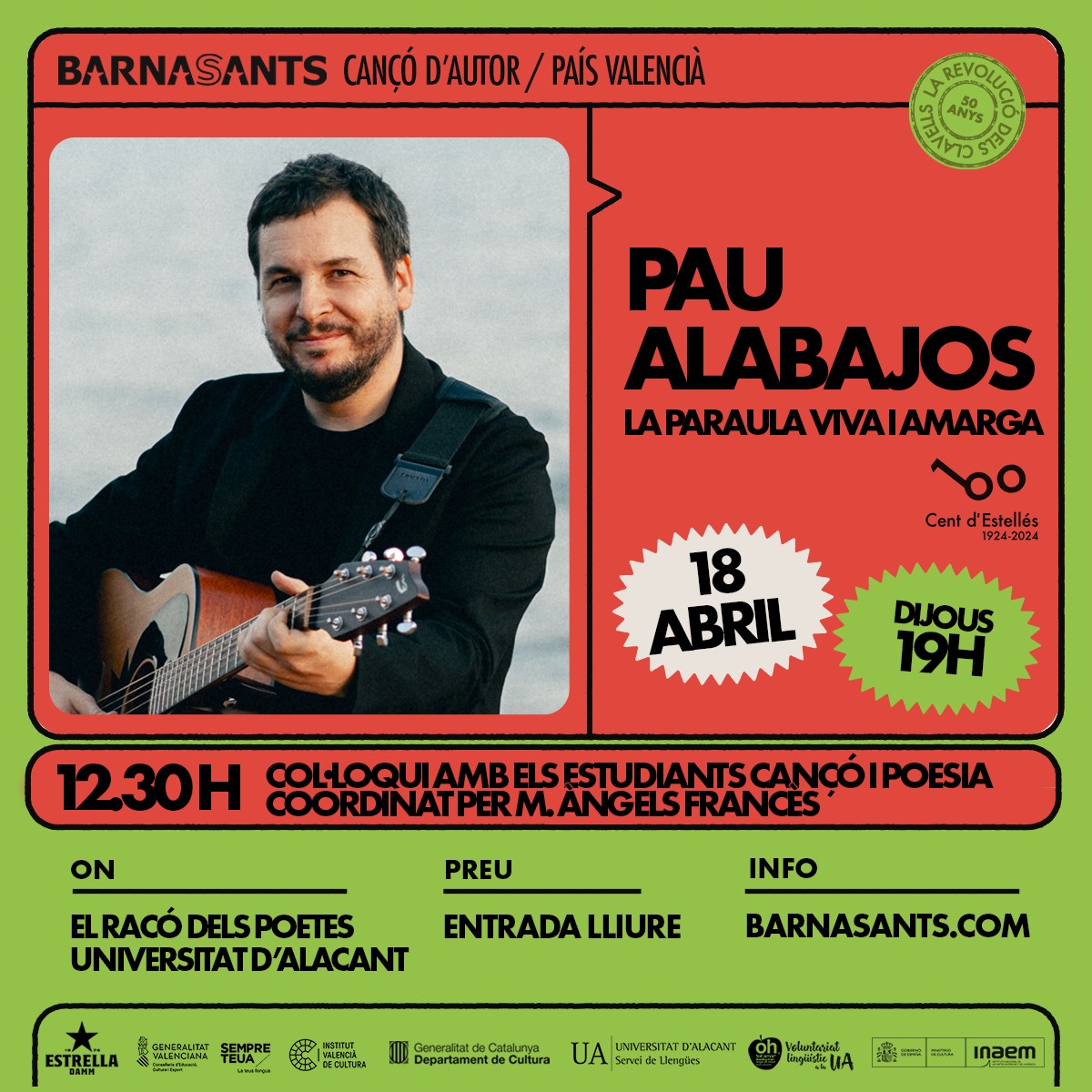 Pau Alabajos al Festival Barnasants a Alacant 18/04/2024