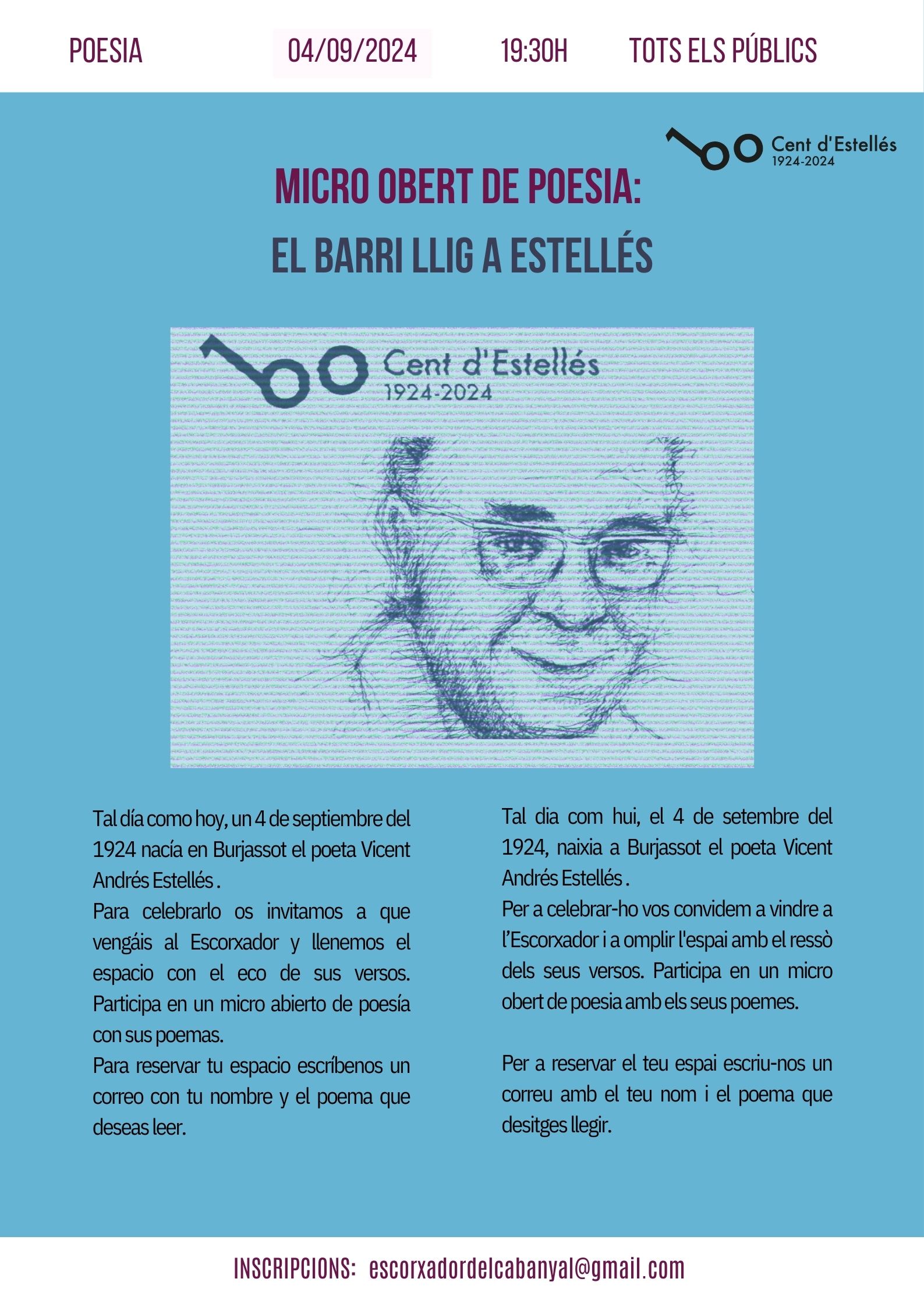 Micro obert de poesia: EL BARRI LLIG A ESTELLÉS a València 04/09/2024